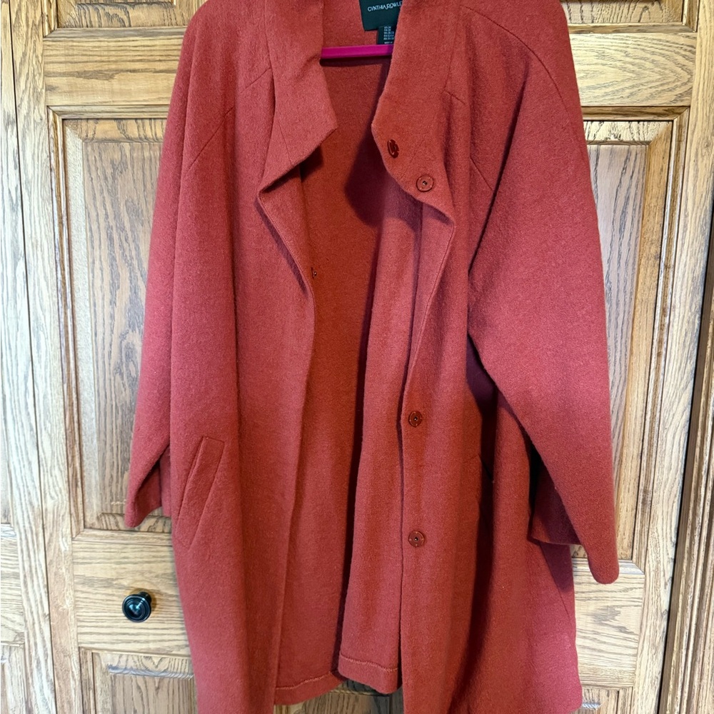 Cynthia Rowley Rust Button-Up Sweater Coat
